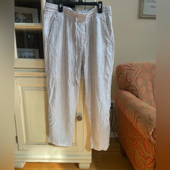 GAP Linen Pants-White/Black Stripes-Large - Picture 1 of 7